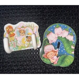 Little Blossom & Friends Avon Plastic Double Hook Wall Hanger & Switch Cover VTG